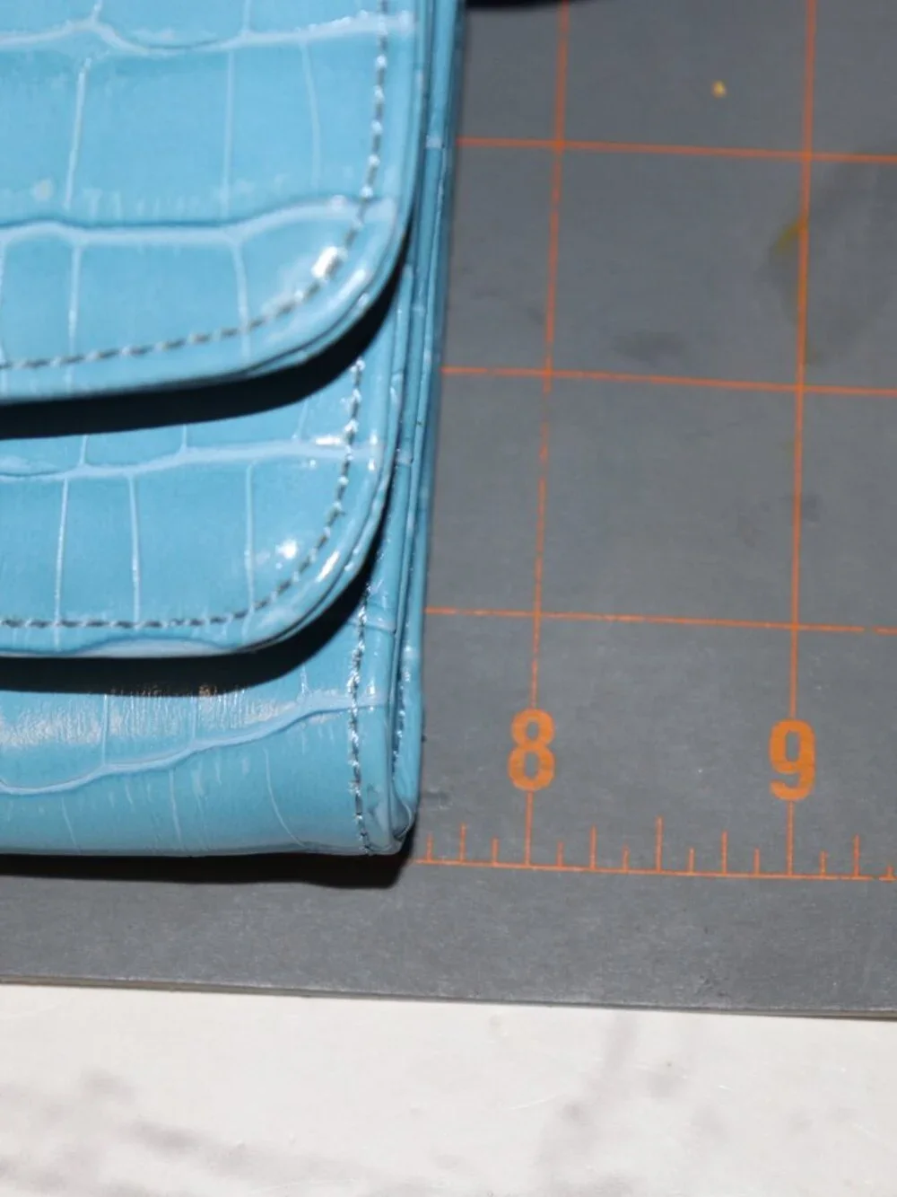 💙 Vintage Blue Croc‑Texture Wallet Purse · 5.5